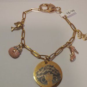 Stainless Steel Gold Layered  Charm Bracelet